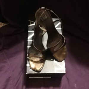 Anne Klein Bronze Open toed heels